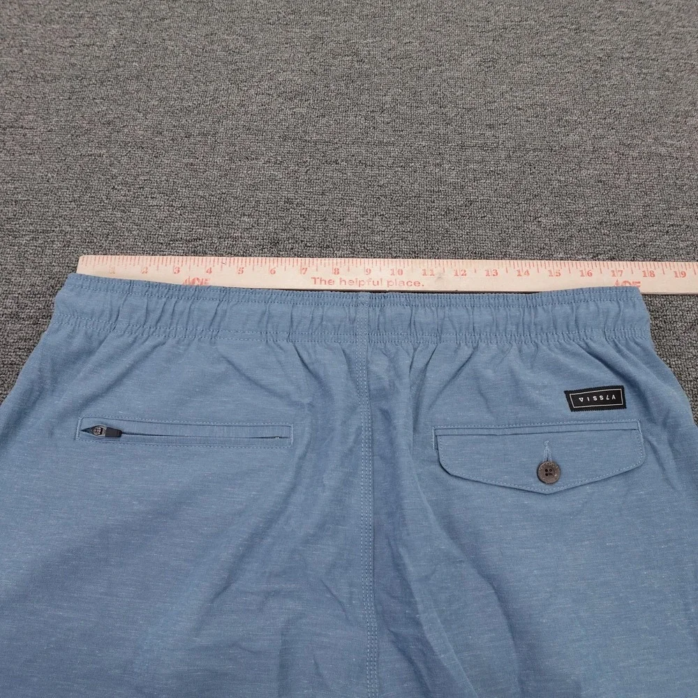 Vissla Swim Shorts Mens XL Blue Solid Quick Dry Stretch Drawstring Pockets